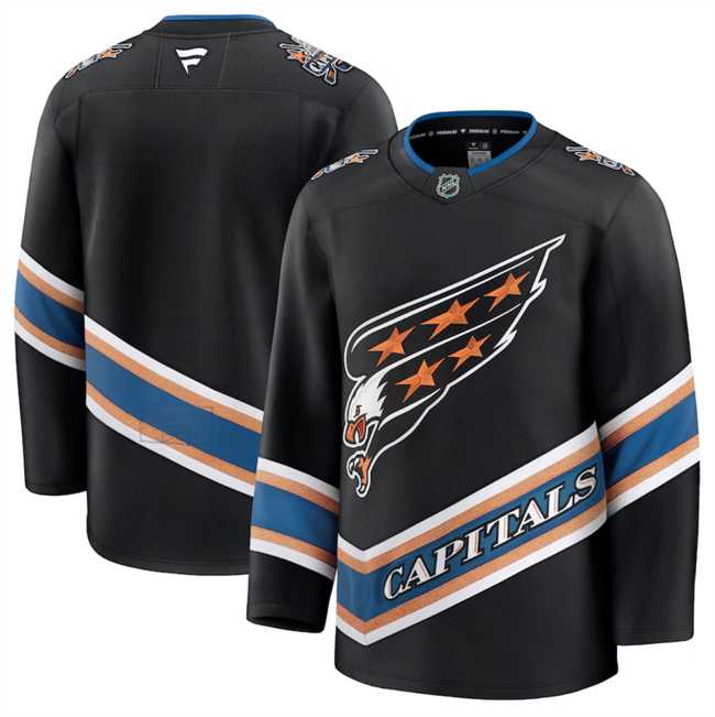 Mens Washington Capitals Blank Black 2024-25 Alternate Stitched Hockey Jersey